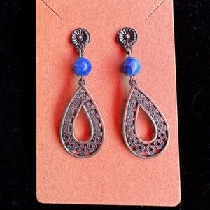 Elegant Silver and Blue Teardrop Earrings